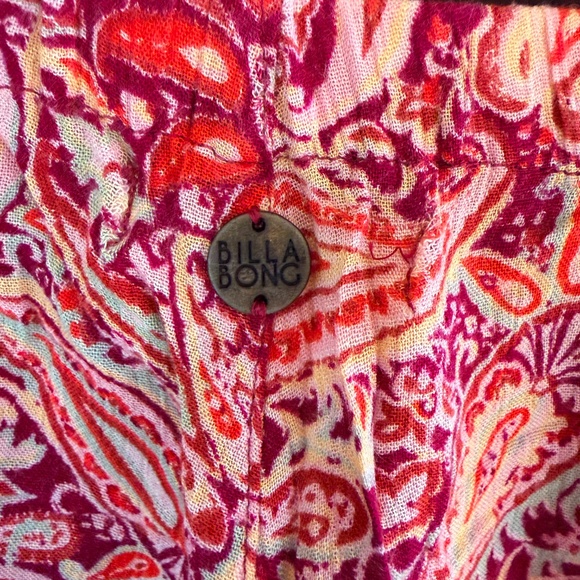 Billabong relaxed flowy pull on pant pink multi-color S - Picture 3 of 5